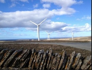Wind turbines stone wall copy